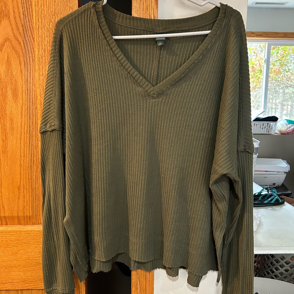 Wild Fable “Oversized” Olive Ribbed Knit Sweater